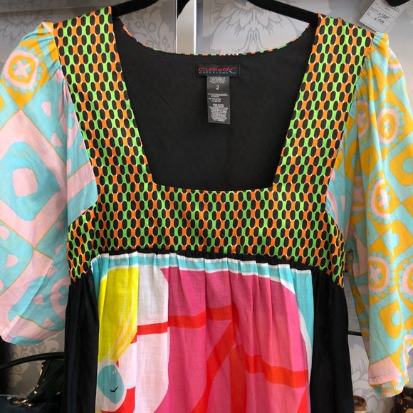 CUSTCO BARCELONA Sheer Cotton Print Dress - Picture 2 of 7